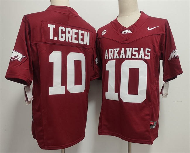 Men's Arkansas Razorbacks #10 TAYLEN GREEN Red 2025 F.U.S.E. Vapor Limited Stitched Football Jersey